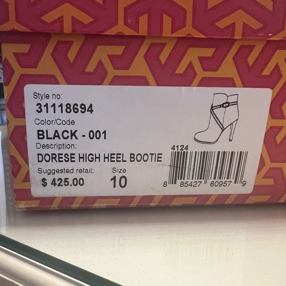Tory Burch Black Leather High Heel Ankle  "Dorese" Booties - Picture 5 of 5